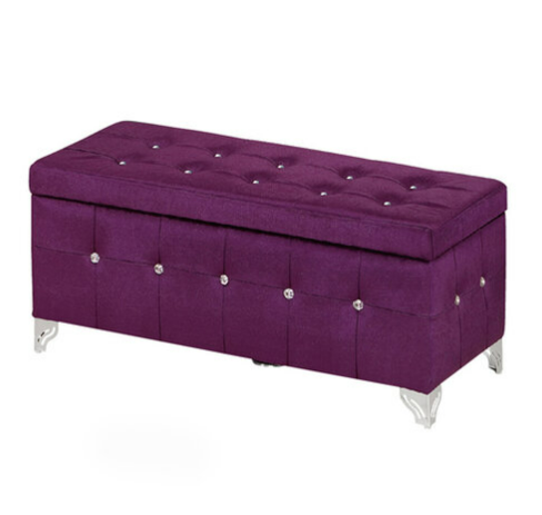 H431-10 120公分絨布掀蓋收納椅 紫 有加中腳