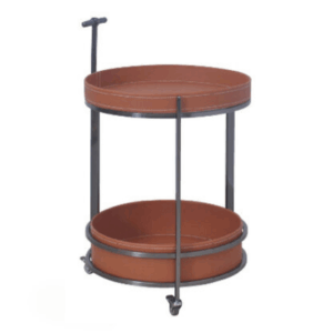 H466-5 A01亞提推車茶几 馬鞍皮 不鏽鋼金屬架