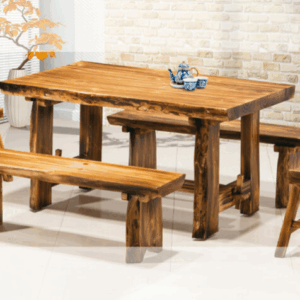 H476-3 火燒木餐桌 面板8公分 松木