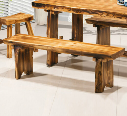 H476-4 火燒木長椅 椅面6公分 松木、