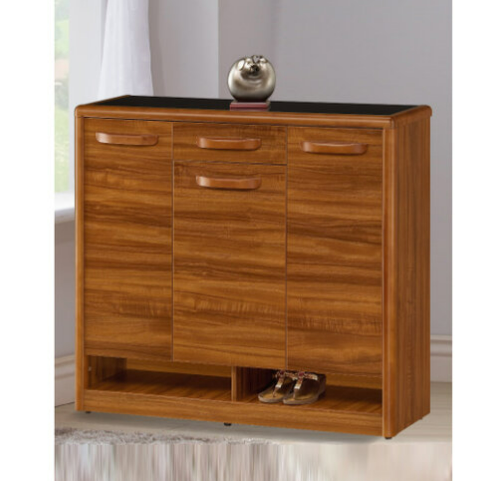 H484-4 R8實木鞋櫃 ⊙隔板四大五小、 5mm強化玻璃、