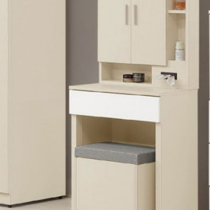 212-2 妮娜奶茶色2尺鏡台 含椅 鏡座高度17公分 開門鏡面無隔板