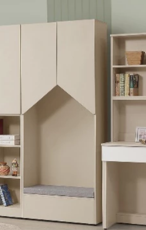 732-3 妮娜奶茶色2.5*6.5尺高雙門坐櫃(門內1隔板.坐墊可掀置物)