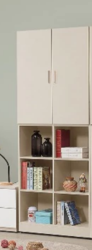 732-2 妮娜奶茶色2.5*6.5尺高雙門書櫃