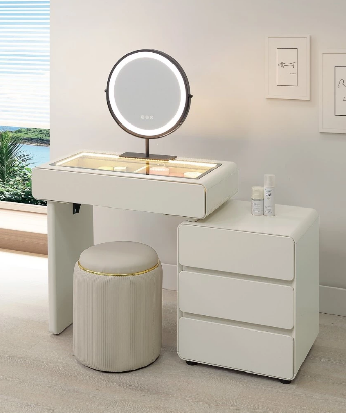 A25-03 卡萊爾2.7尺伸縮鏡台 含椅 左右自由擺放