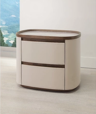 A26-02 維克托馬鞍皮岩板床頭櫃