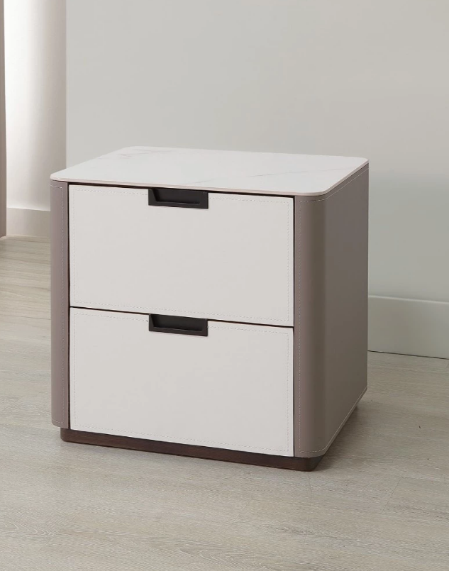 A26-03 洛麗雅馬鞍皮岩板床頭櫃