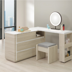 A35-10 華格納4尺岩板功能伸縮鏡台 含椅 可一直線排列使用