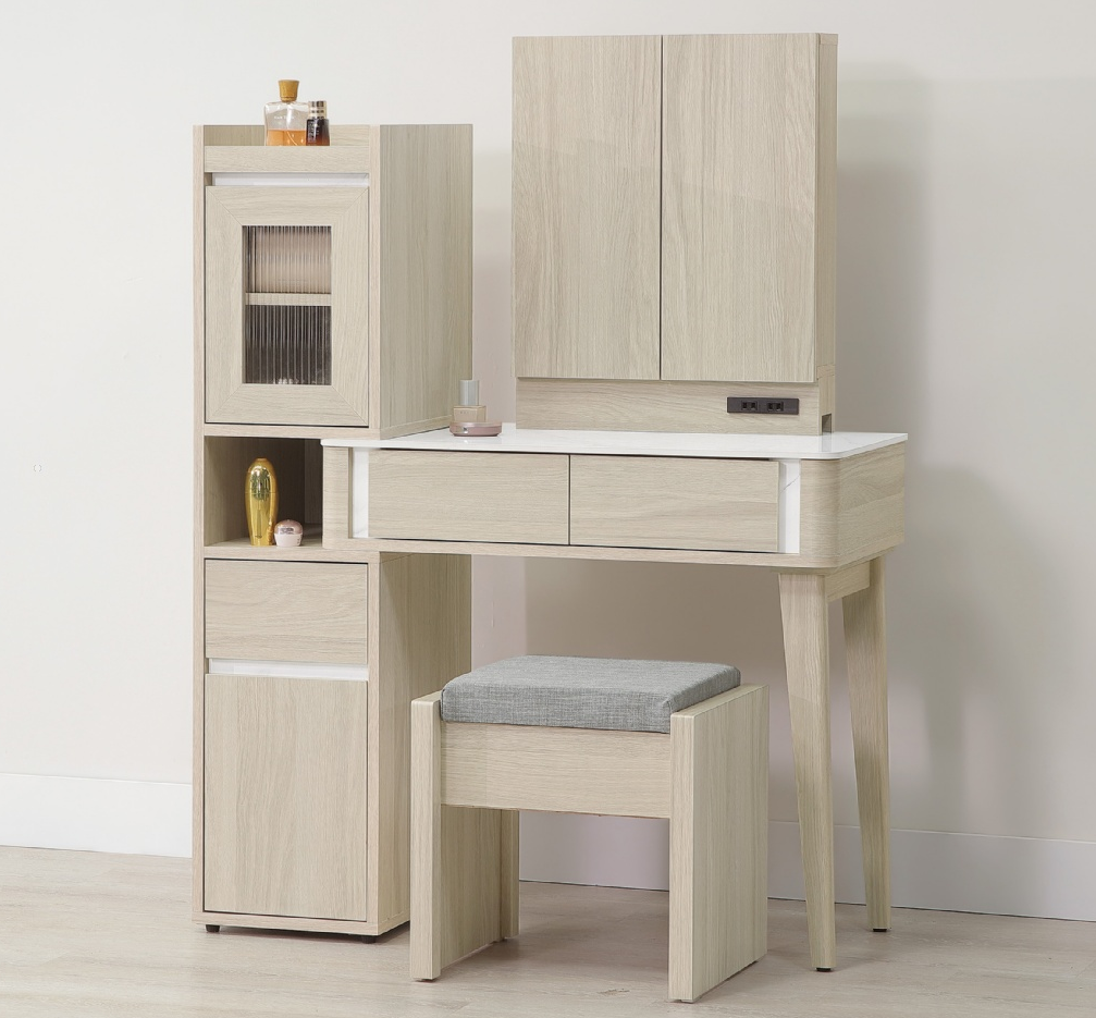 A36-03 華格納2.7尺岩板伸縮鏡台 含椅