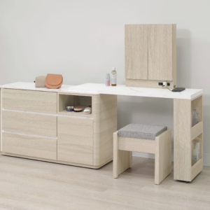 A36-04 華格納4尺岩板功能伸縮鏡台 含椅 (可L型自由擺放使用)