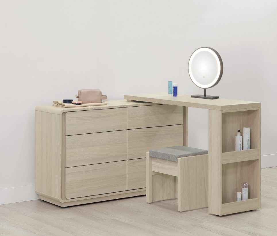 A46-08 克利奧4尺功能伸縮鏡台組 含椅 可左、右自由擺放