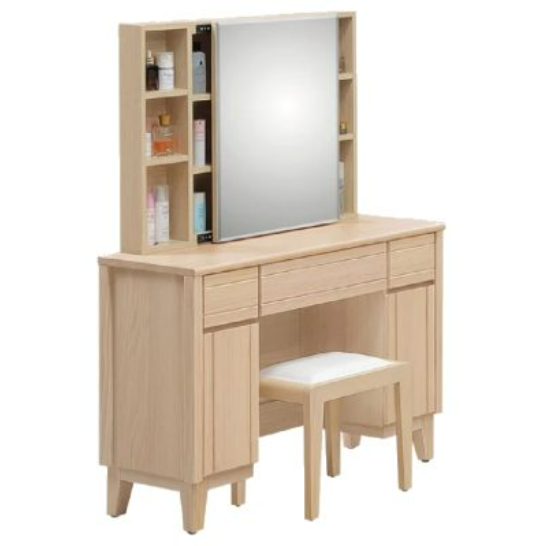 E2-8 米樂實木洗白3.3尺鏡台 含椅