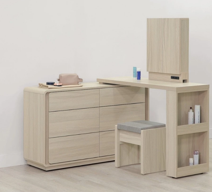 A48-05 克利奧4尺功能伸縮鏡台組 含椅 可左、右自由擺放