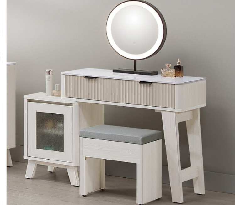 A55-09 索菲亞2.7尺岩板伸縮鏡台 含椅
