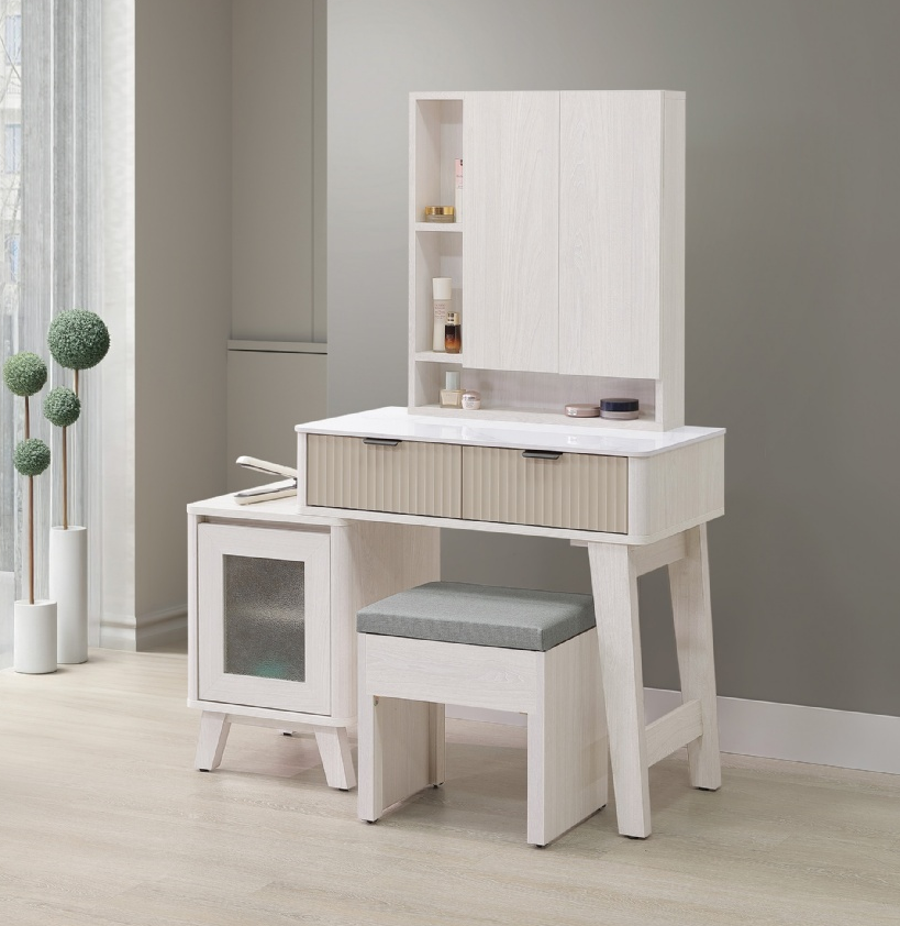 A56-01 索菲亞2.7尺岩板伸縮鏡台 含椅