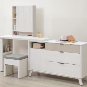 A56-03 索菲亞4尺岩板功能伸縮鏡台 含椅 可L型或一字型排列使用