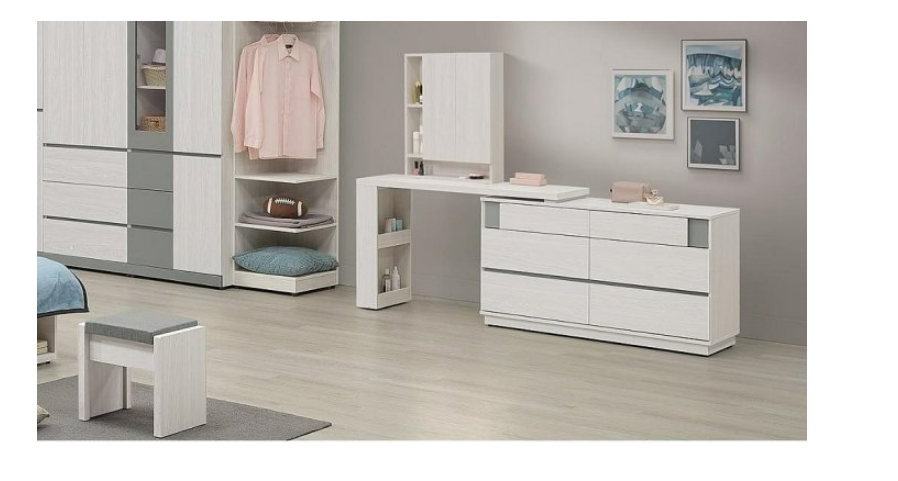 A59-08 凱倫4.4尺功能伸縮鏡台 含椅 可左右自由擺放或一直線排列