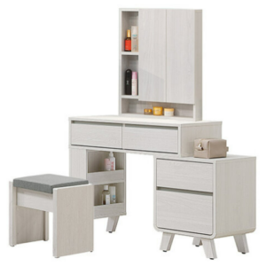 A65-10 瑞莎2.7尺伸縮鏡台 含椅 ⊙側腳與二抽櫃可左右自由擺放