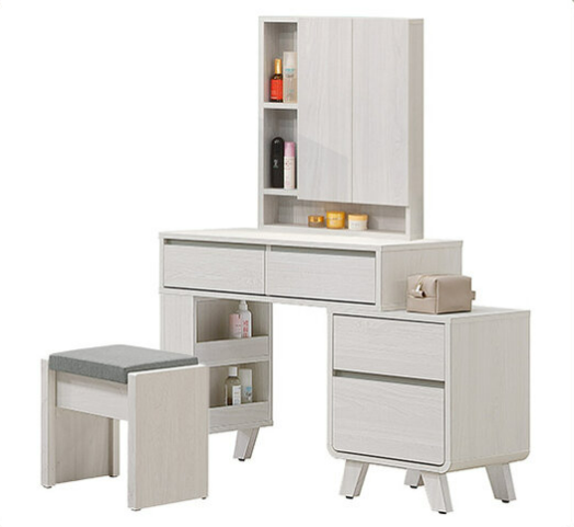 A65-10 瑞莎2.7尺伸縮鏡台 含椅 ⊙側腳與二抽櫃可左右自由擺放