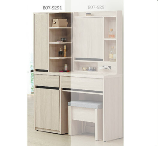 E21-16 奶茶白鏡台邊櫃