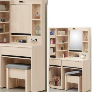 E21-17 奶茶白2尺鏡台 含椅 不拆賣 不含邊櫃