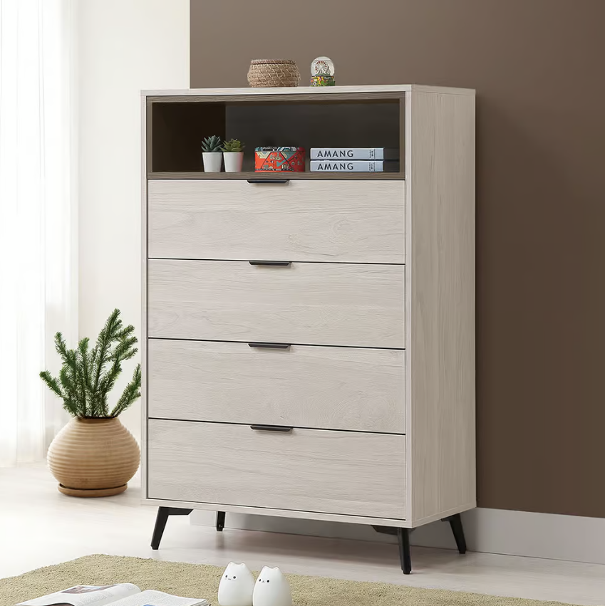 266-5 貝芮特五斗櫃(5mm底板)(腳為12cm造型鐵腳)