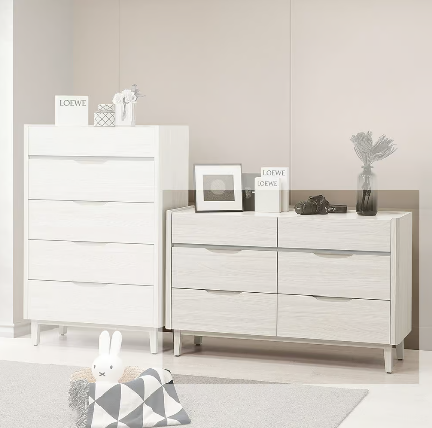 304-3 蓁妮六斗櫃(仿大理石紋美耐皿桌面)