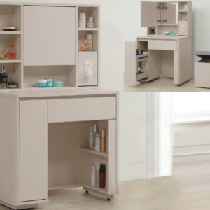 C521-6 夏沐奶油風化妝台 含椅 全組