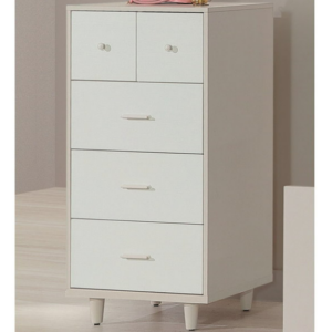 C526-9 若芙奶茶白斗櫃 五抽