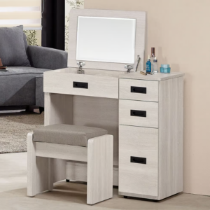 334-2卡亞白梧桐色2.7尺掀式鏡台 含椅