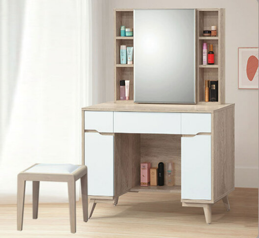 E56-5 肯詩特原橡雙色3.3尺鏡台 含椅