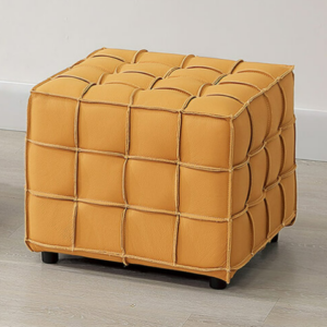 A225-06 方塊牛皮椅凳 橘