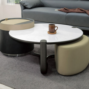 A242-03 勞倫石面功能茶几 ⊙附一椅凳