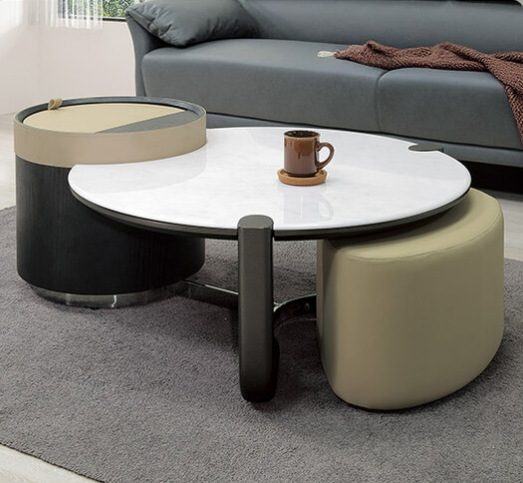 A242-03 勞倫石面功能茶几 ⊙附一椅凳