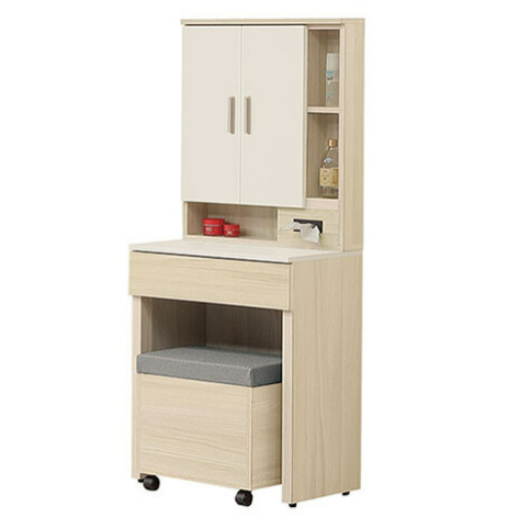 384-2 喬伊白橡木2尺鏡台 含椅 (鏡座高度77cm) (開門鏡面無隔板)