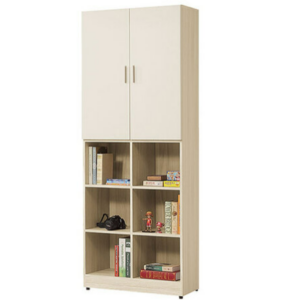 732-6 喬伊白橡木2.5*6.5尺高雙門書櫃(附2大4小活動隔板)