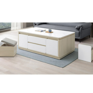 A289-01 黛娜4.65尺岩板多功能茶几 ⊙含二椅凳，可全收進茶几、