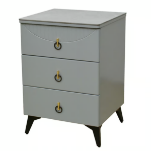 410-3 利索爾岩板三抽床頭櫃 6mm亮面岩板+高級MDF+11cm防鏽烤漆黑鐵腳 (抽屜採高級鋼珠滑軌)(塗裝採PU平光烤漆)