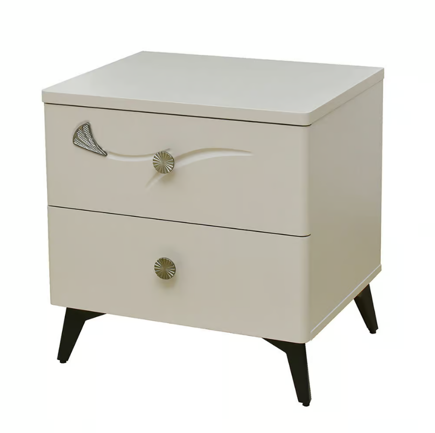 410-6 維斯塔床頭櫃 高級MDF+11cm防鏽烤漆黑鐵腳 (抽屜採高級鋼珠滑軌)(塗裝採PU平光烤漆)