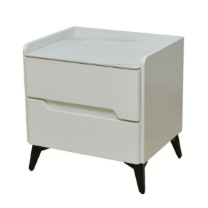 410-9 爾瑪娜岩板床頭櫃 6mm亮面岩板+高級MDF+11cm防鏽烤漆黑鐵腳 (抽屜採高級鋼珠滑軌)(塗裝採PU平光烤漆)