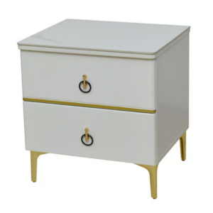 409-14 塔巴德岩板床頭櫃 6mm亮面岩板+高級MDF+11cm防鏽烤金漆鐵腳 (抽屜採高級鋼珠滑軌)(塗裝採PU平光烤漆)