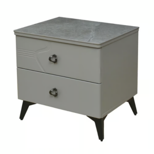 409-15 查斯特岩板床頭櫃 6mm亮面岩板+高級MDF+11cm防鏽烤漆黑鐵腳 (抽屜採高級鋼珠滑軌)(塗裝採PU平光烤漆)