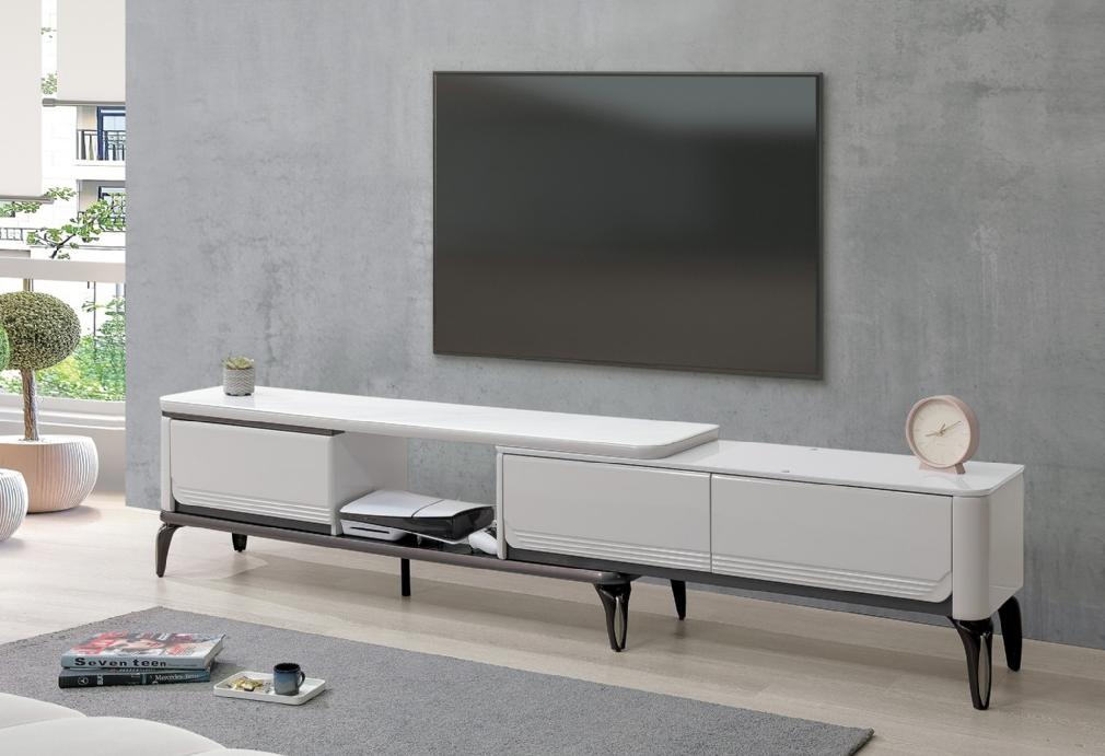 A339-01 史泰斯6.2尺石面伸縮長櫃 寬185~265