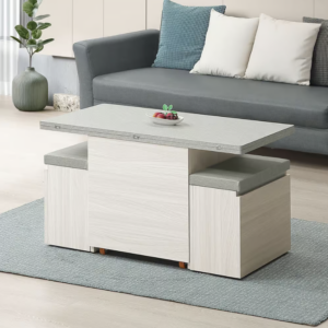 533-2 黛拉3.3尺雙升降大茶几 (附2張可置物輔助椅.附2顆活動輪) (輔助椅尺寸：寬24x深48x高42cm) (油壓升降五金)