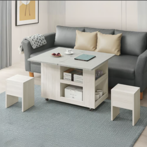 577-2 黛拉1.3尺旋轉小茶几 (附2張輔助椅.4顆可移動煞車輪) (輔助椅尺寸：寬25.5x深22x高33cm)