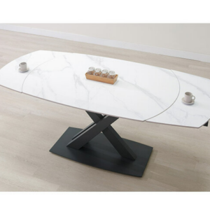 A477-01 漢斯6.3尺岩板旋轉伸縮餐桌 ⊙桌面130、190cm二段使用、