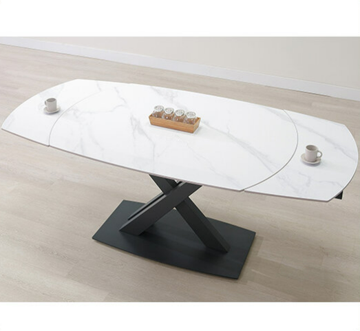 A477-01 漢斯6.3尺岩板旋轉伸縮餐桌 ⊙桌面130、190cm二段使用、