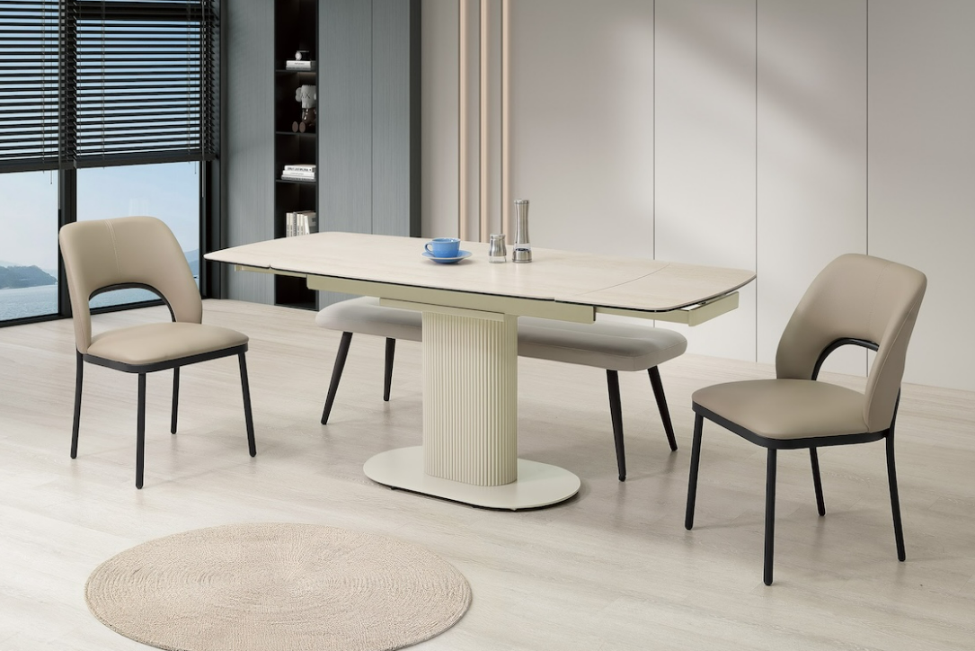 A480-01 尼娜6尺複合陶板伸縮餐桌 (桌面長度120、150、180 cm 三段使用)