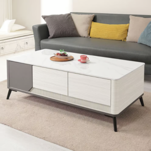 549-3 柏頓4尺二門四抽雪山岩板大茶几(抽屜雙邊造型.雙邊使用)1.2cm 亮面岩板不可訂做