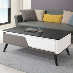 554-2 優佳4尺二抽黑金岩板大茶几 (雙邊造型.單邊抽屜使用)1.2cm 平光岩板